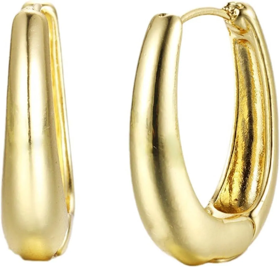 1 Pair Huggie Earrings Retro Geometric Solid Color Anti-allergy Electroplated Lightweight Stainless Ear Decoration Jewelry