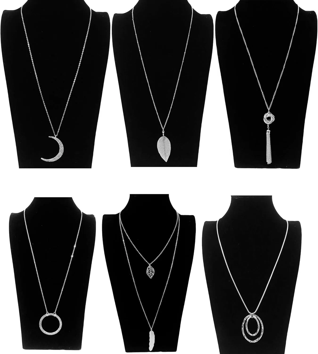 10Pcs Long Pendant Necklace Simple Moon Bar Three Triangle Tassel Lock Sweater Y Shape Punk Chain Choker Necklace for Women Men Gold Silver Tone
