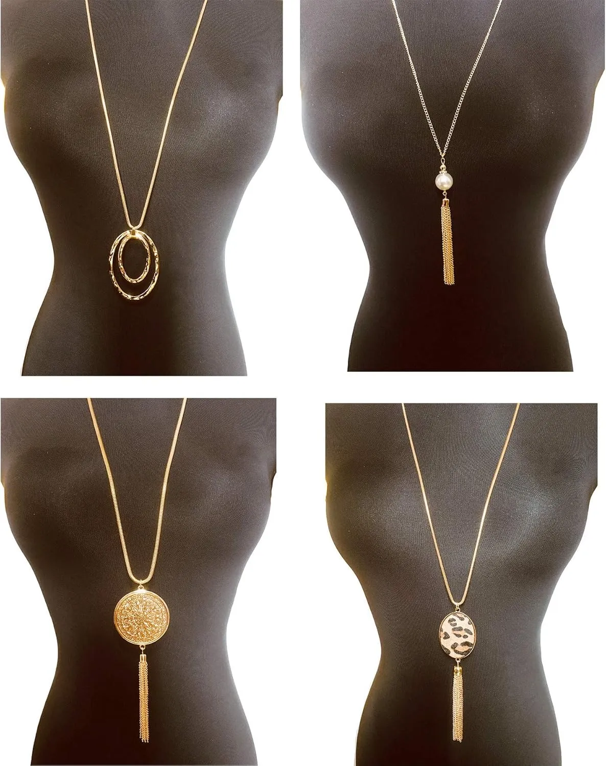 10Pcs Long Pendant Necklace Simple Moon Bar Three Triangle Tassel Lock Sweater Y Shape Punk Chain Choker Necklace for Women Men Gold Silver Tone