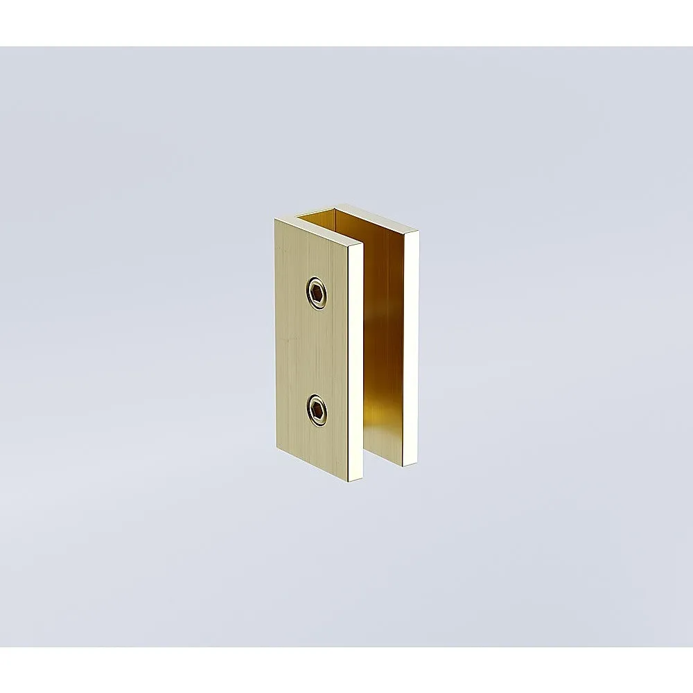 120cm Wall to Wall Frameless Shower Screen with Gold Brackets and SS Hinges, Square Double Pull Handle
