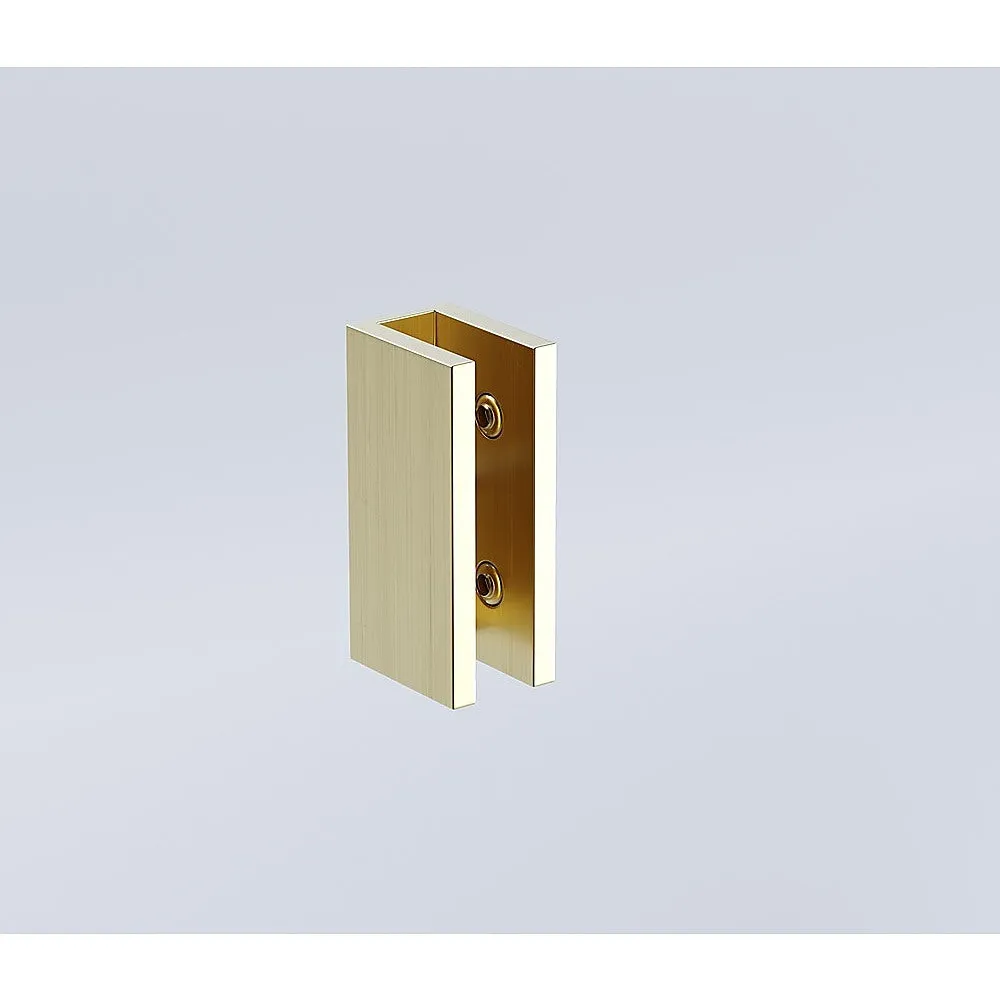 120cm Wall to Wall Frameless Shower Screen with Gold Brackets and SS Hinges, Square Double Pull Handle