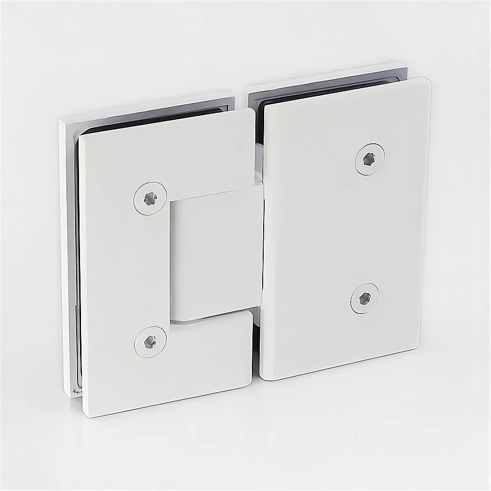 120cm Wall to Wall Frameless Shower Screen with White Brackets and SS Hinges, Square Double Pull Handle
