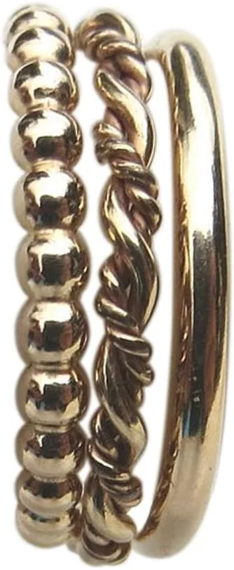 14k Gold Filled Trio Bands Pinky Finger Midi Toe Ring