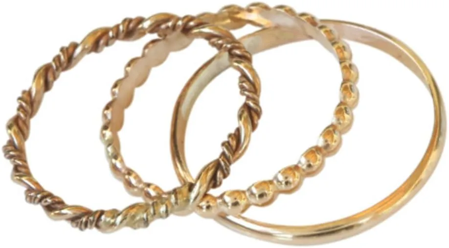 14k Gold Filled Trio Bands Pinky Finger Midi Toe Ring