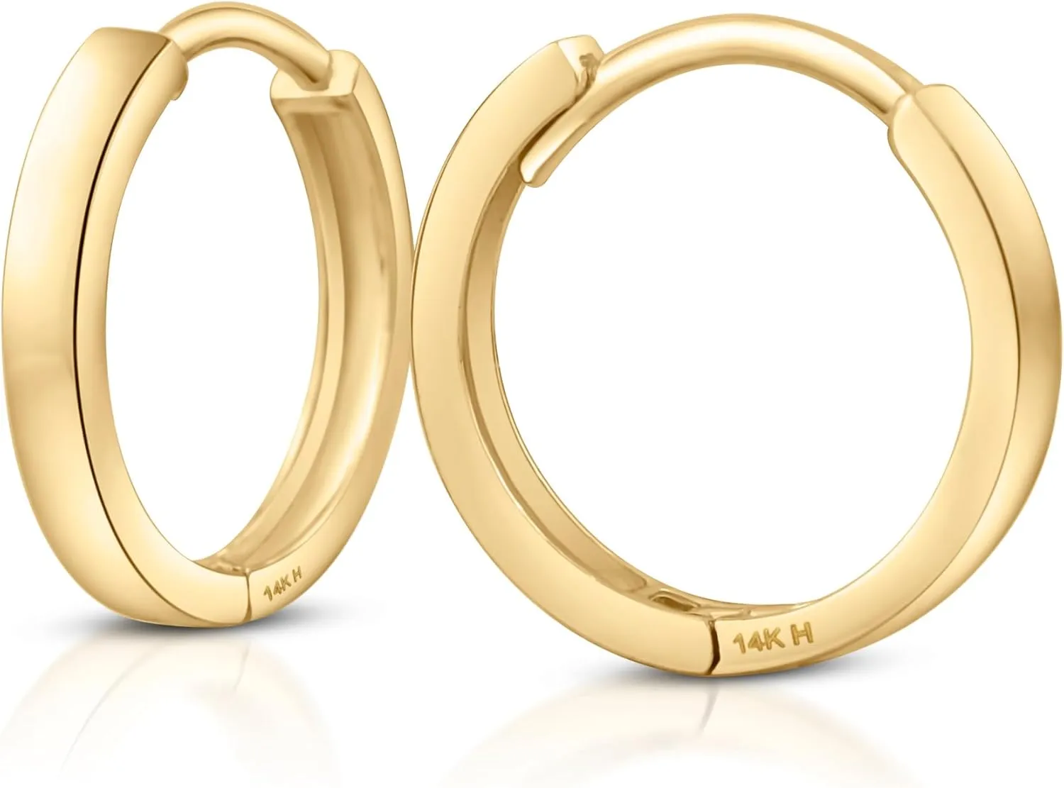 14k Solid Gold Huggie Earrings, Real Gold Earrings, Plain Gold Huggie Hoop Earrings, Simple Gold Huggie