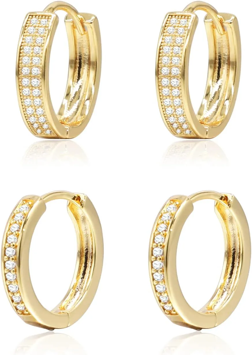 18K Gold Plated Hoop Earrings for WomenSmall Lightweight Hypoallergenic Cartilage Huggie Women's Earrings