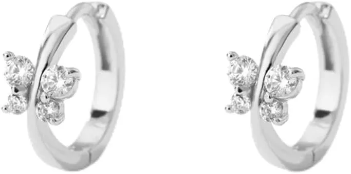18K Gold Plated Huggie Earrings Dainty Shining White Cubic Zirconia Geometry Beads Butterfly Heart Awl Cone Small Simple Hypoallergenic Everyday Jewelry for Women