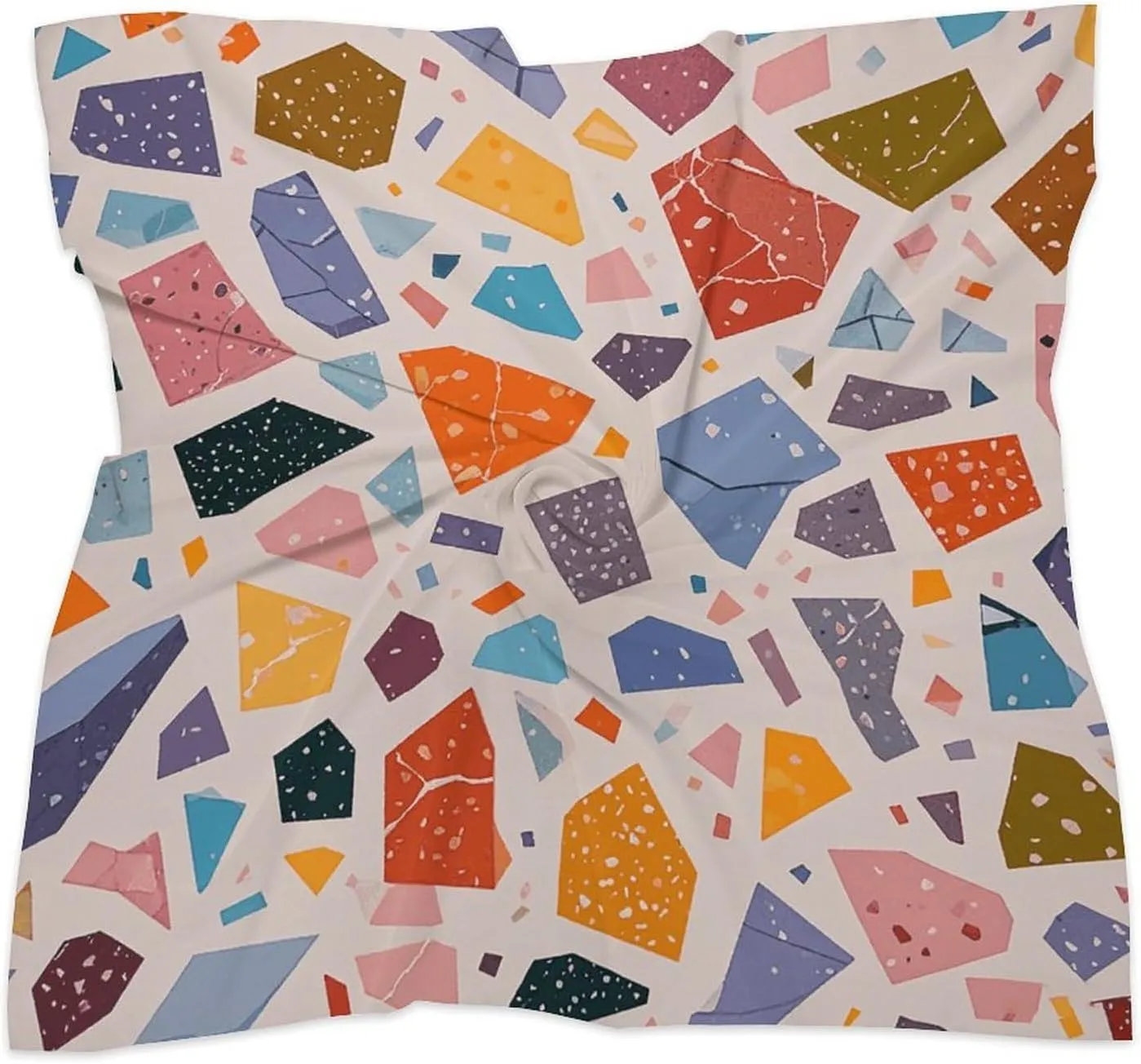 25" Silk Scarf Lightweight Satin Terrazzo Marble Pastel Head Scarf Fashion Neck Head Scarves Headband Silk Scarves for Women Men Boho Hair Wrap Kerchief Hair Bandanas Square Neckerchief