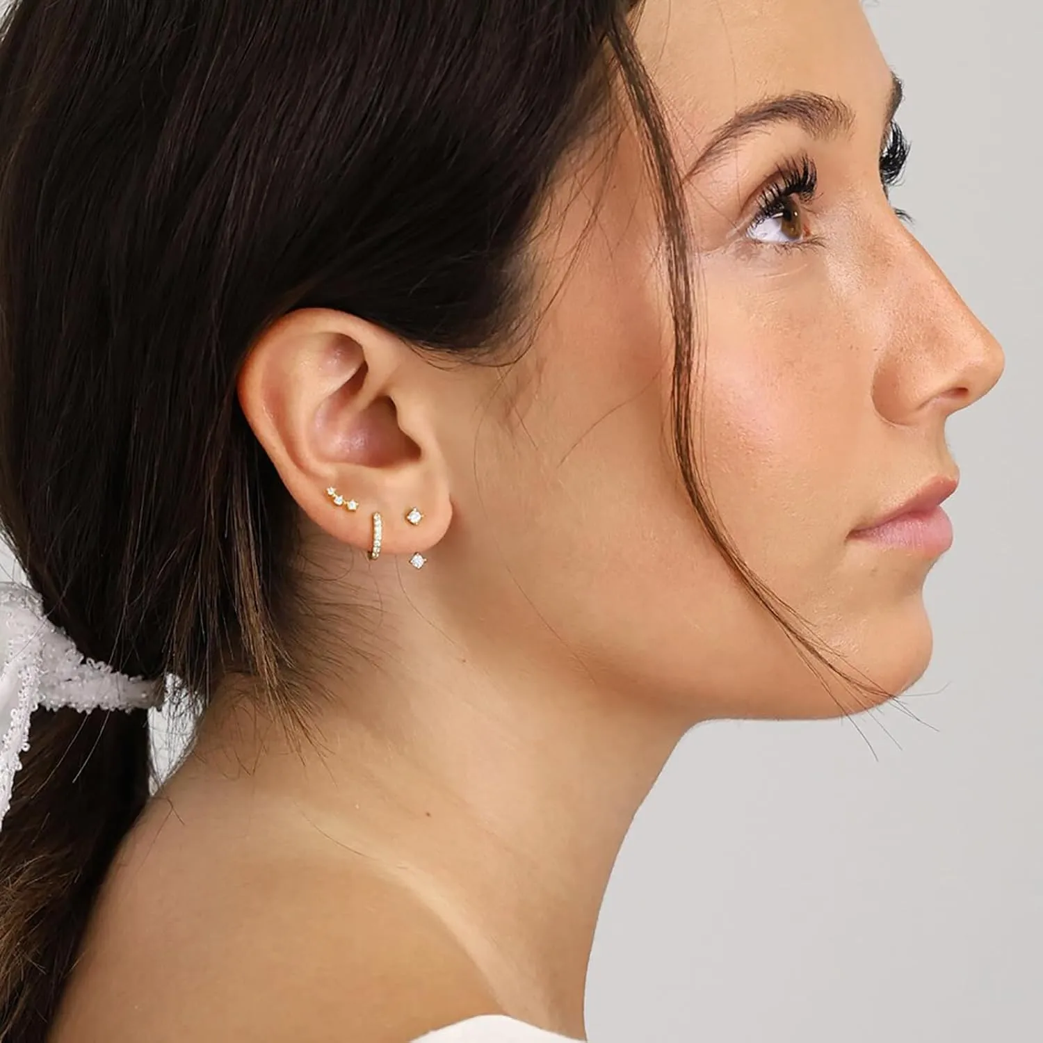 3 Pairs Gold Dainty Huggie Earrings Set Stud Hoop Earrings Hypoallergenic Dangle Cartilage S925 Sterling Silver Post Earrings Stacks Jewelry for Women Gift