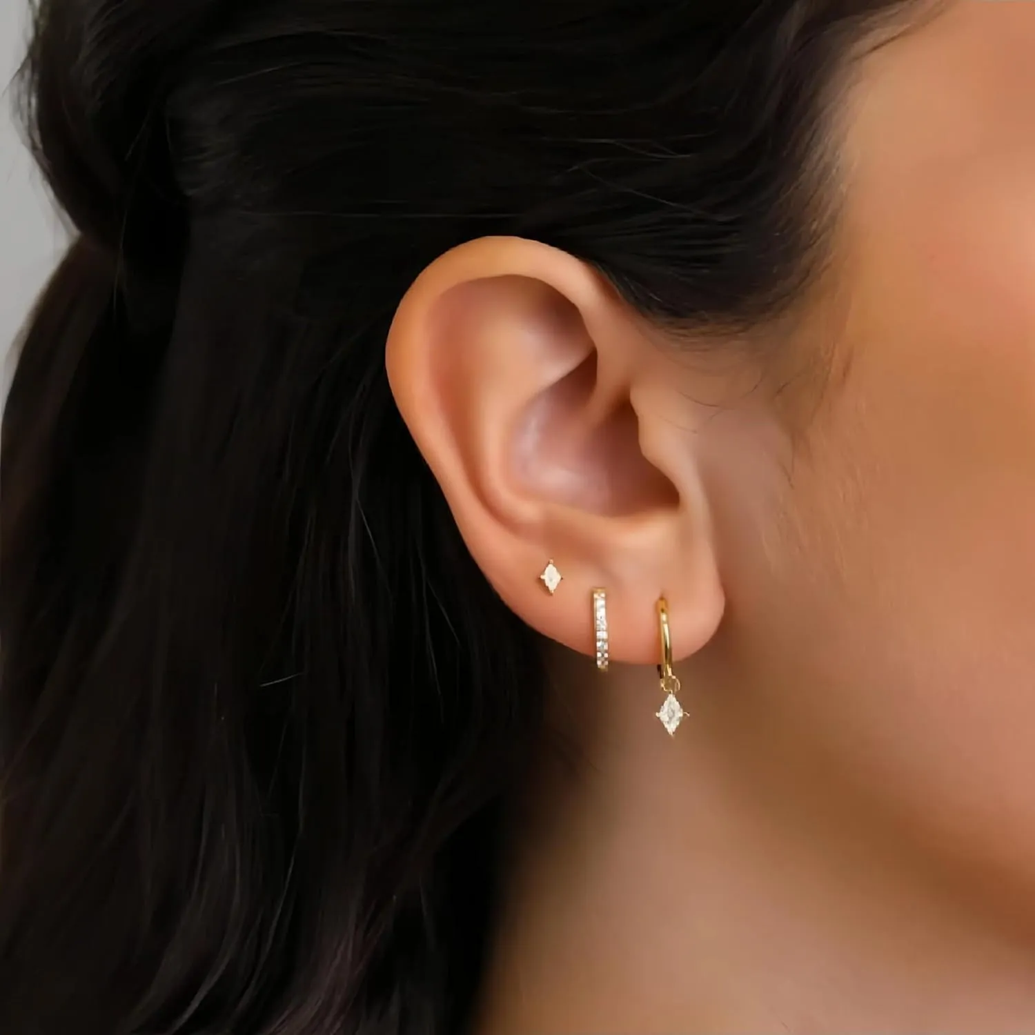 3 Pairs Gold Dainty Huggie Earrings Set Stud Hoop Earrings Hypoallergenic Dangle Cartilage S925 Sterling Silver Post Earrings Stacks Jewelry for Women Gift
