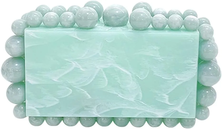 Acrylic Purses Evening Clutch Bag Marbling Evening Clutch Bag for Women Glitter Marble Purse for Wedding Party Light Green
