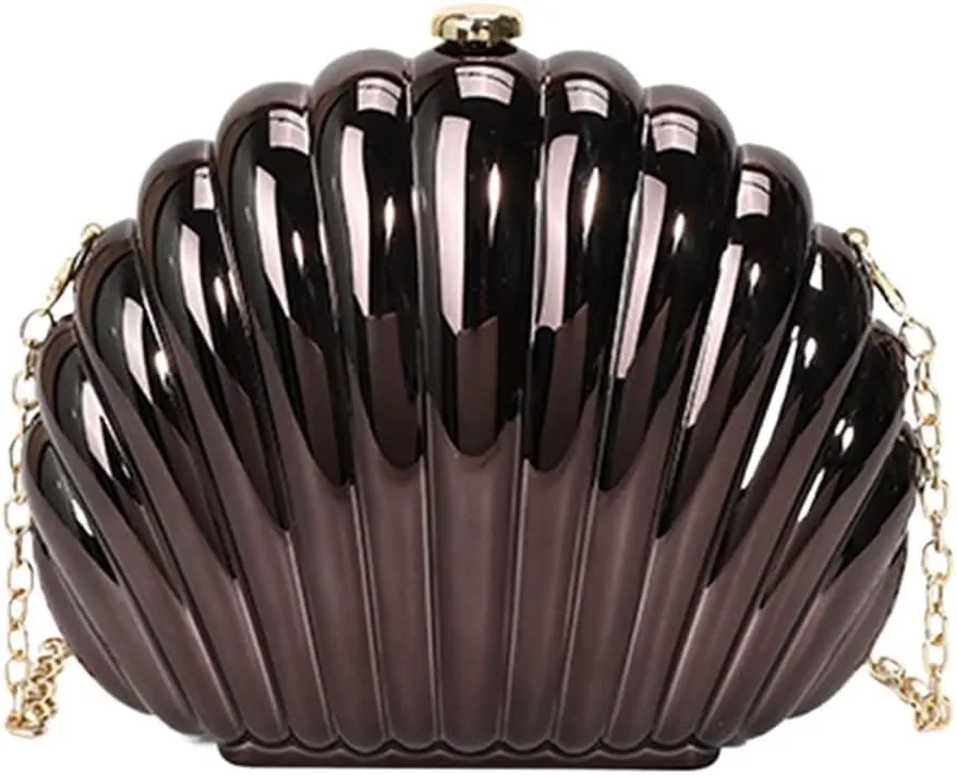 Acrylic Shell Clutch Purse for Women Cute Seaside Shoulder Bag Shinny Beach Travel Crossbody Purse Daily Life Wallet