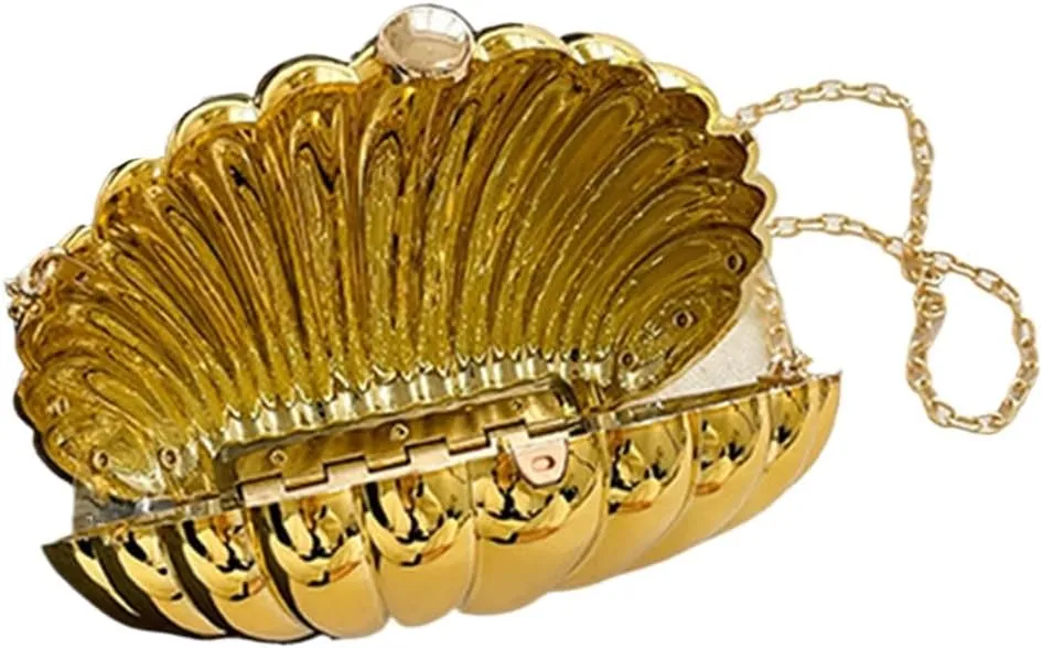 Acrylic Shell Clutch Purse for Women Cute Seaside Shoulder Bag Shinny Beach Travel Crossbody Purse Daily Life Wallet
