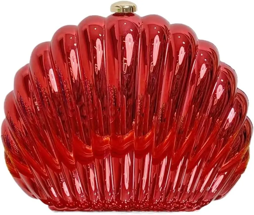 Acrylic Shell Clutch Purse for Women Cute Seaside Shoulder Bag Shinny Beach Travel Crossbody Purse Daily Life Wallet
