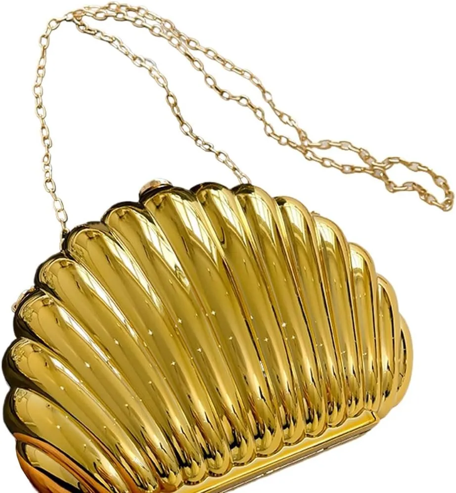 Acrylic Shell Clutch Purse for Women Cute Seaside Shoulder Bag Shinny Beach Travel Crossbody Purse Daily Life Wallet