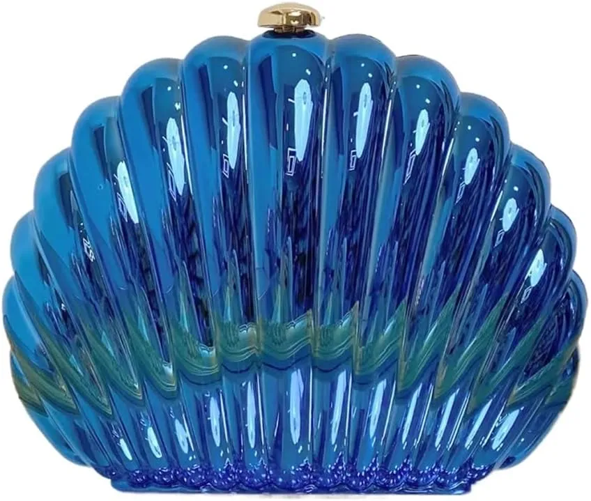 Acrylic Shell Clutch Purse for Women Cute Seaside Shoulder Bag Shinny Beach Travel Crossbody Purse Daily Life Wallet