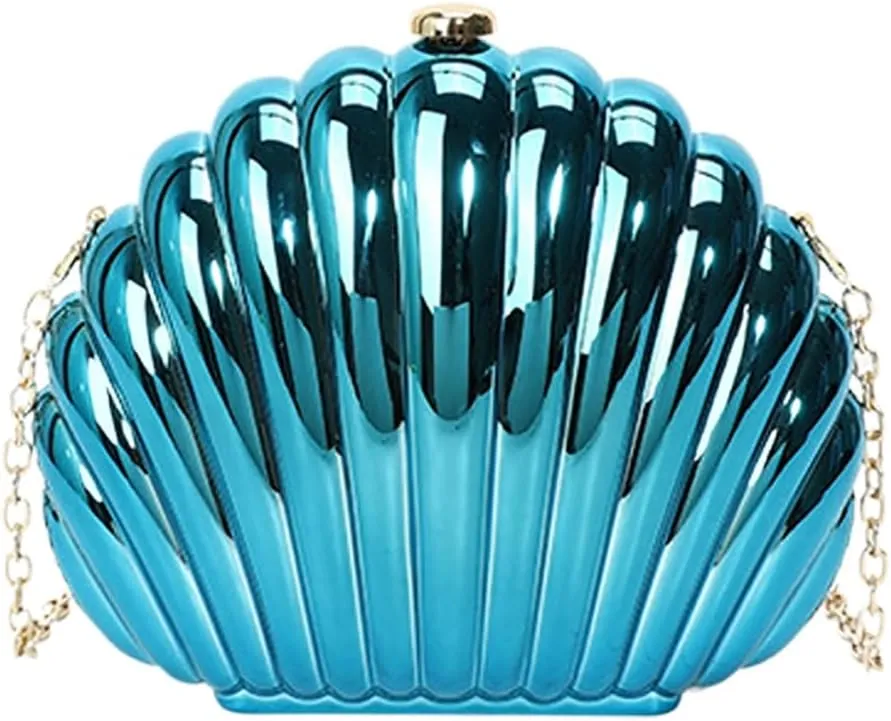 Acrylic Shell Clutch Purse for Women Cute Seaside Shoulder Bag Shinny Beach Travel Crossbody Purse Daily Life Wallet