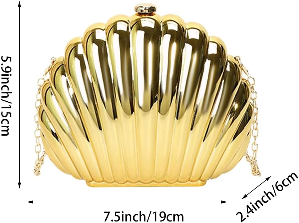 Acrylic Shell Clutch Purse for Women Cute Seaside Shoulder Bag Shinny Beach Travel Crossbody Purse Daily Life Wallet