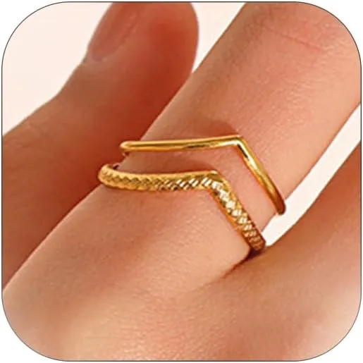 Adjustable Gold Rings for Women Stainless Steel Rings Non Tarnish Open Rings Trendy Stacked Ring Hypoallergenic