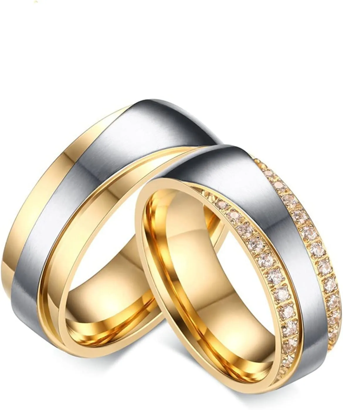 Aienid Goth Rings Stainless Steel, Engagement Ring Ring Silver Gold Two Tone