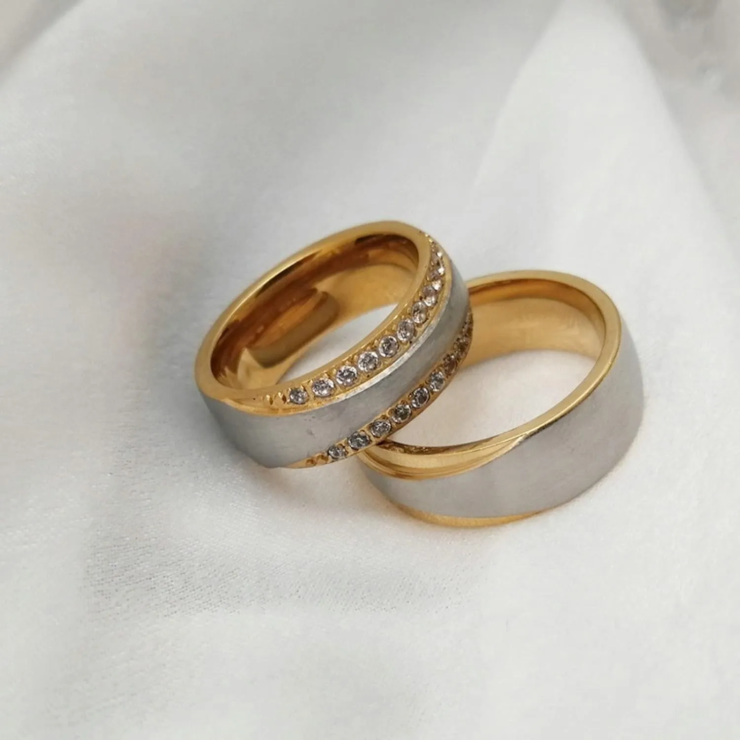 Aienid Goth Rings Stainless Steel, Engagement Ring Ring Silver Gold Two Tone