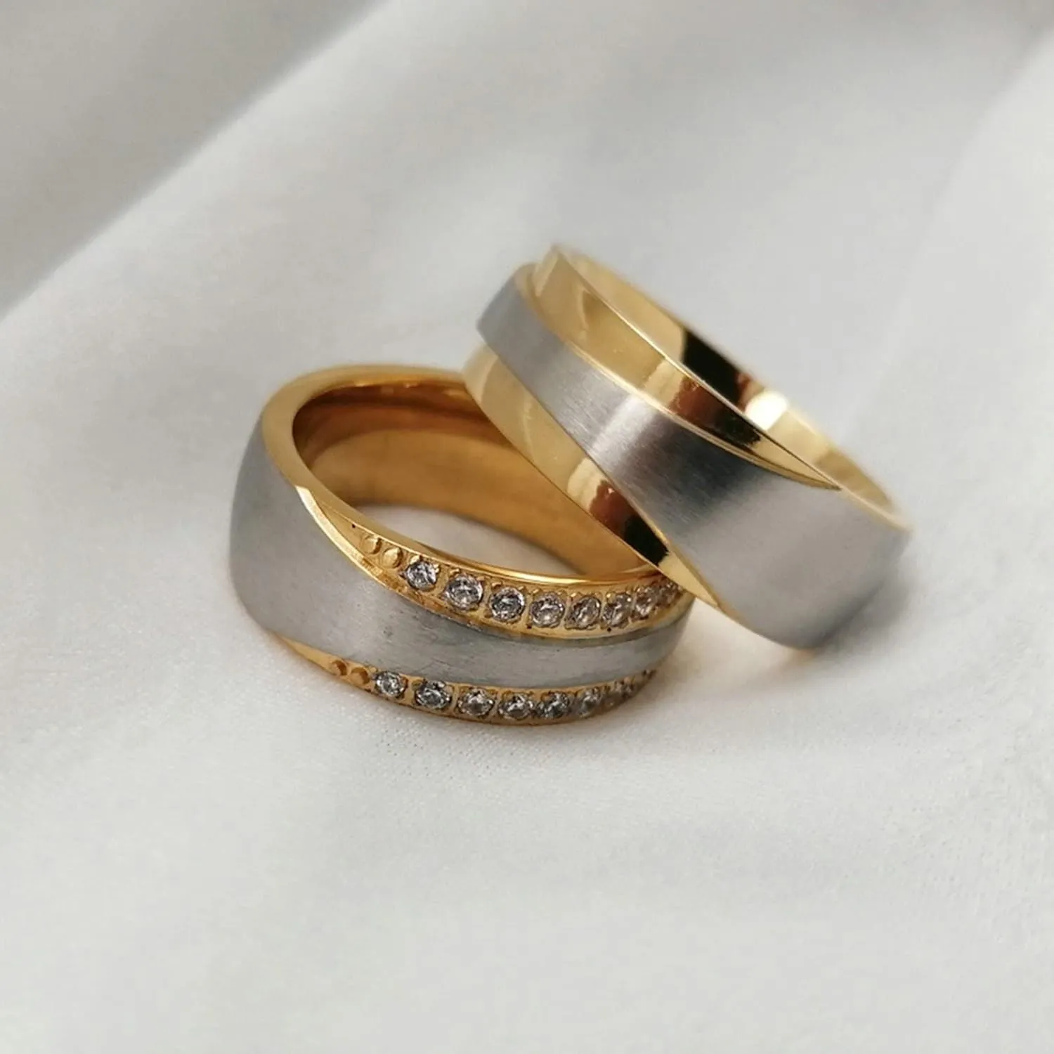 Aienid Goth Rings Stainless Steel, Engagement Ring Ring Silver Gold Two Tone