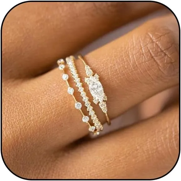 Atiptu Gold Stackable Rings for Women 14k Gold Plated Small Ring Gold Dainty Rings Fashion Knuckle Thin Gold Ring Cubic Zirconia Gold Rings Set Women Jewelry