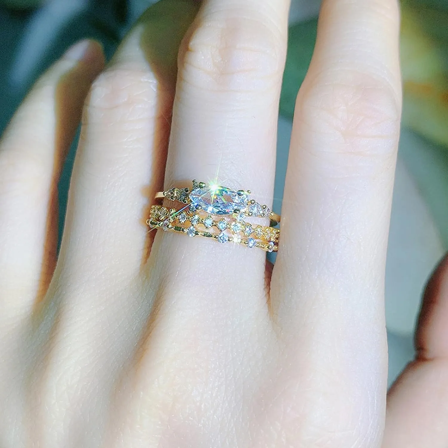Atiptu Gold Stackable Rings for Women 14k Gold Plated Small Ring Gold Dainty Rings Fashion Knuckle Thin Gold Ring Cubic Zirconia Gold Rings Set Women Jewelry