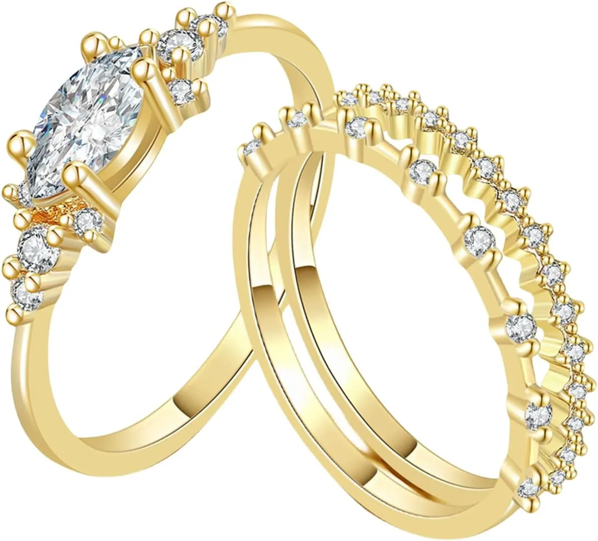 Atiptu Gold Stackable Rings for Women 14k Gold Plated Small Ring Gold Dainty Rings Fashion Knuckle Thin Gold Ring Cubic Zirconia Gold Rings Set Women Jewelry