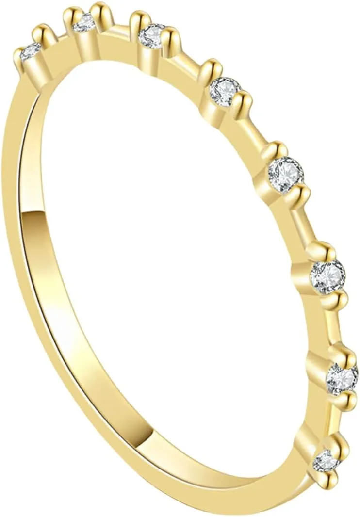 Atiptu Gold Stackable Rings for Women 14k Gold Plated Small Ring Gold Dainty Rings Fashion Knuckle Thin Gold Ring Cubic Zirconia Gold Rings Set Women Jewelry