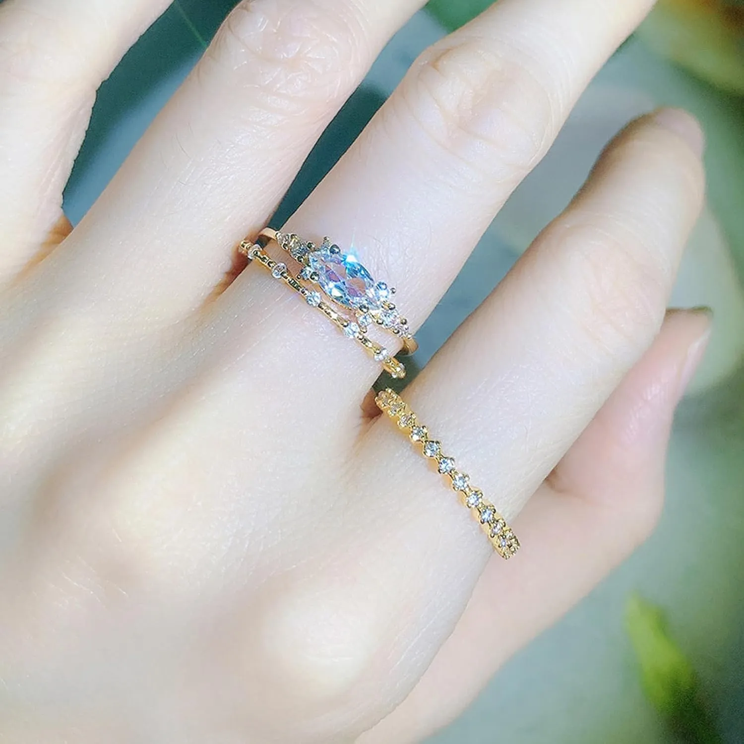 Atiptu Gold Stackable Rings for Women 14k Gold Plated Small Ring Gold Dainty Rings Fashion Knuckle Thin Gold Ring Cubic Zirconia Gold Rings Set Women Jewelry