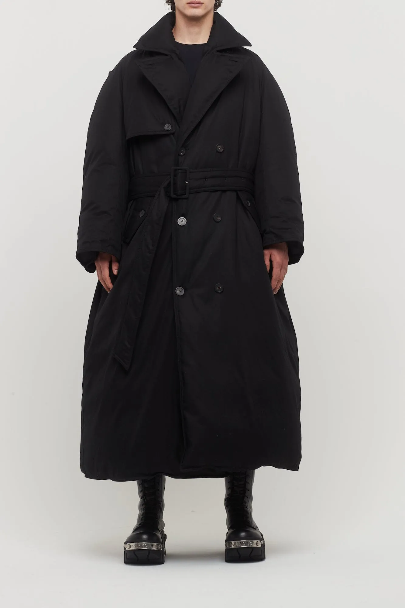 Balenciaga Padded Maxi Trench in Black