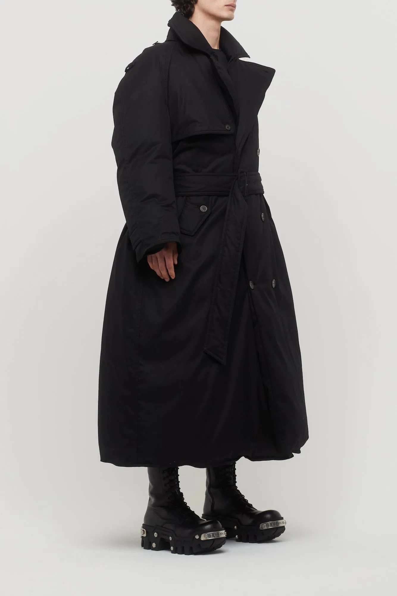 Balenciaga Padded Maxi Trench in Black