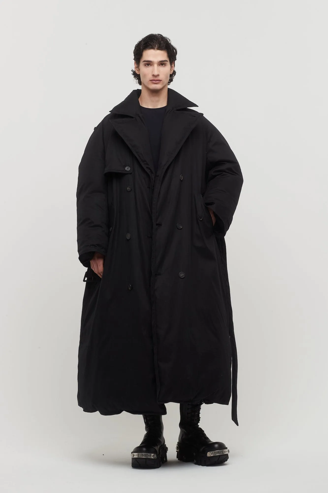 Balenciaga Padded Maxi Trench in Black