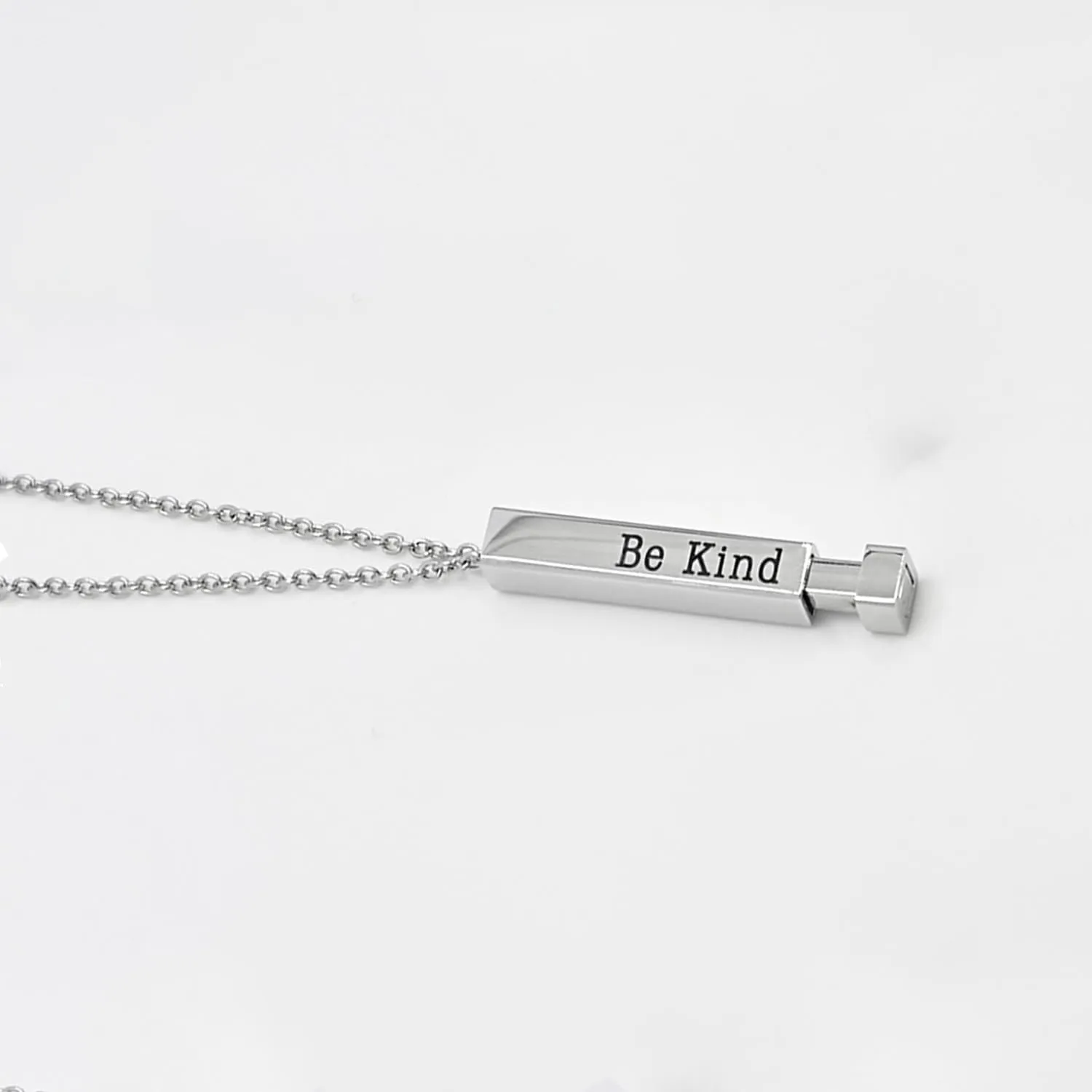 Be Kind Of A B Necklace for Women Hidden Message Necklace Stainless Steel Square Pendant Necklace Engraving Vertical Bar Necklace Inspirational Friendship Gift