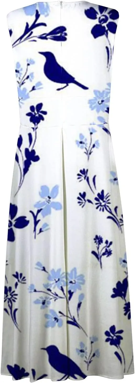Beach Dresses for Women Deep V Neck Sleeveless Elegant Long Dress Casual Floral Swing Dresses Maxi Cute Sexy Dress