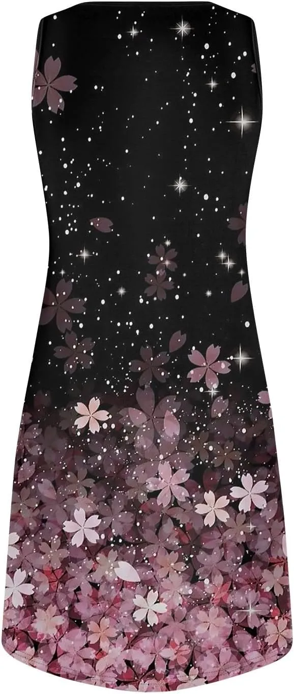 Beachy Dresses for Women 2025 Summer V-Neck Geometric Print Sleeveless Tank Mini Sundress,S-3XL