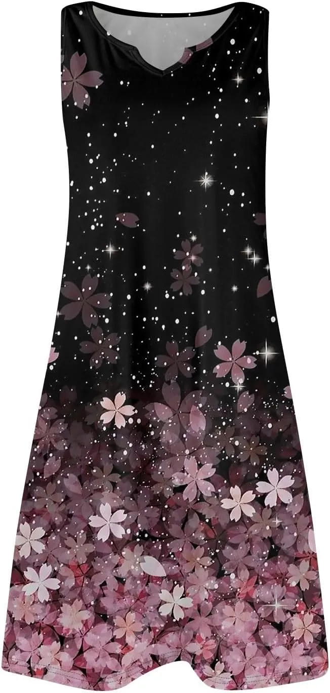 Beachy Dresses for Women 2025 Summer V-Neck Geometric Print Sleeveless Tank Mini Sundress,S-3XL