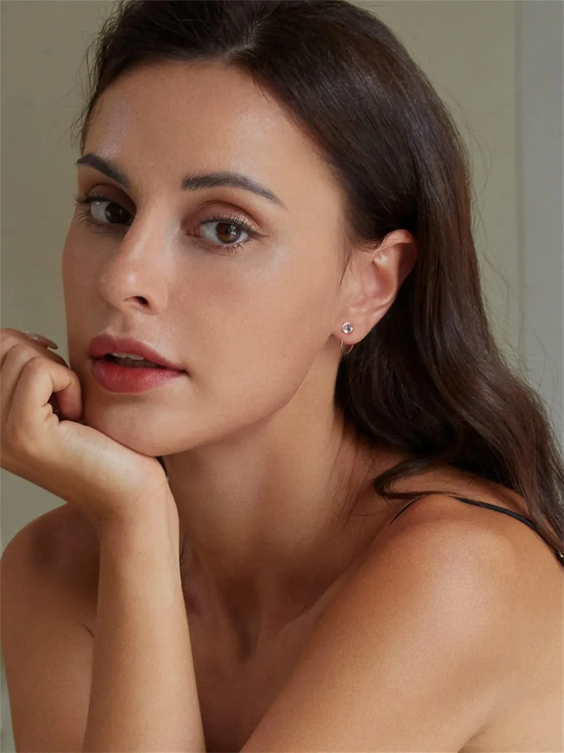 BISAER 925 Sterling Silver Stud Huggie Half Hoop Earrings Hypoallergenic Minimalist Tiny Cartilage Earring Cubic Zirconia Sparkling Round Earrings for Women