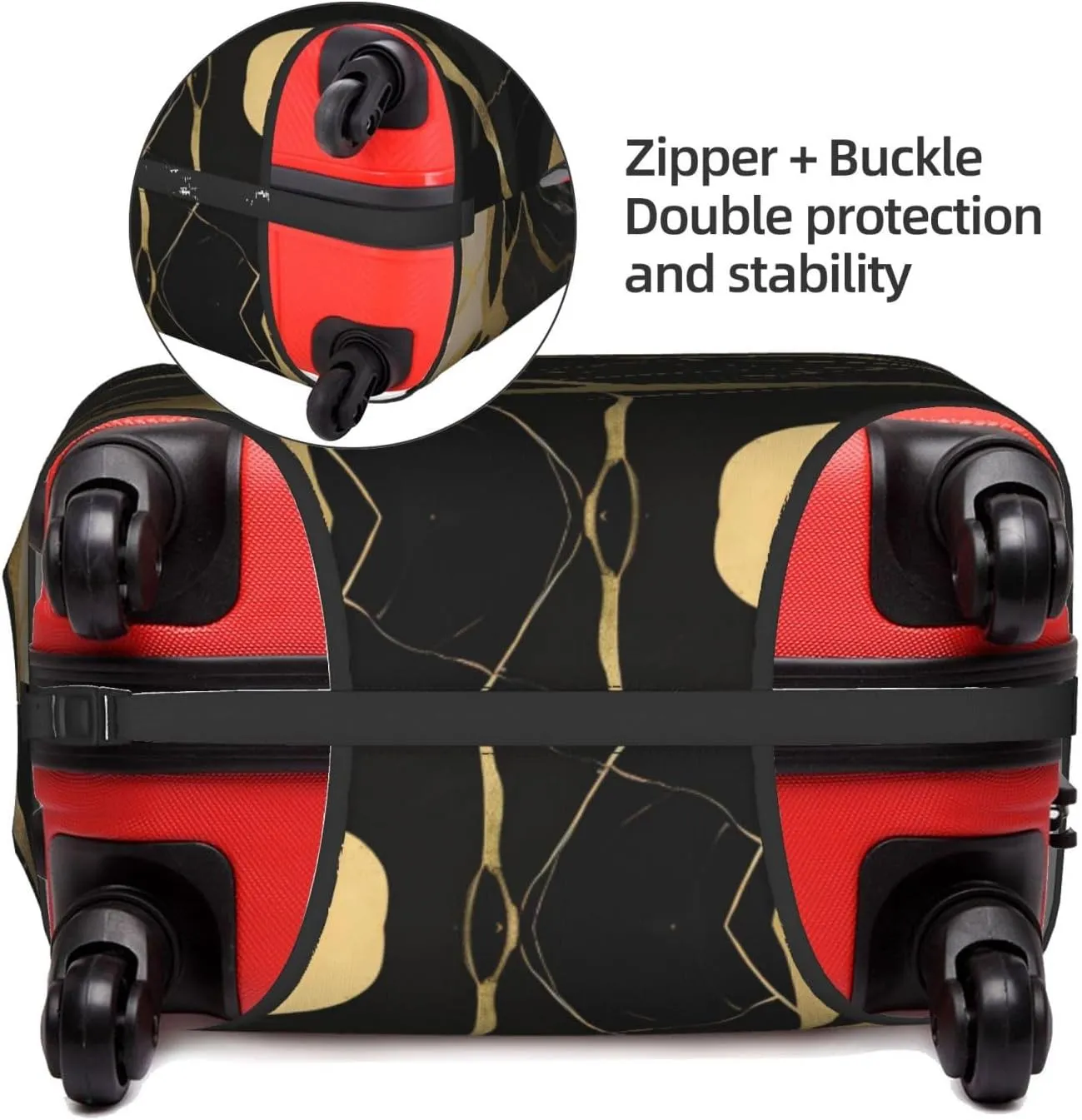 black marble texture gold Print Practical Elastic Washable Travel Luggage Cover with Concealed Zipper for Suitcases