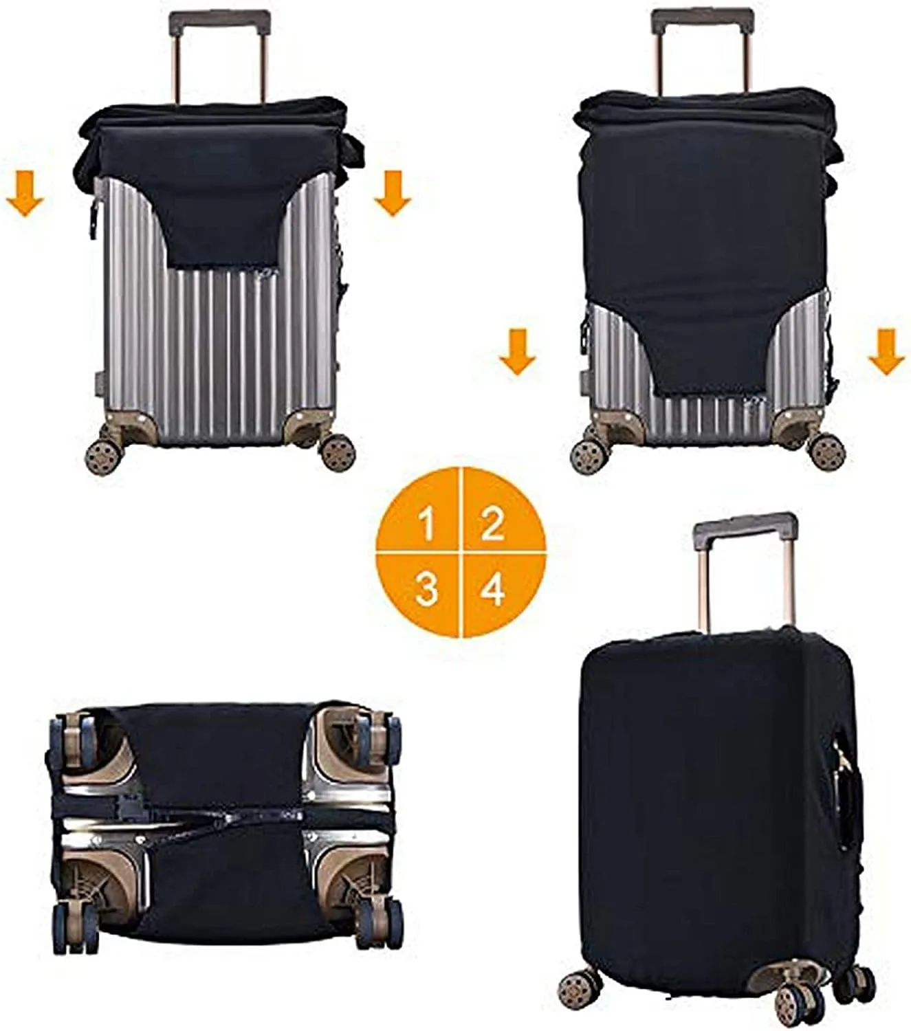 Black Paris Eiffel Tower Print Practical Elastic Washable Travel Luggage Cover with Concealed Zipper for Suitcases
