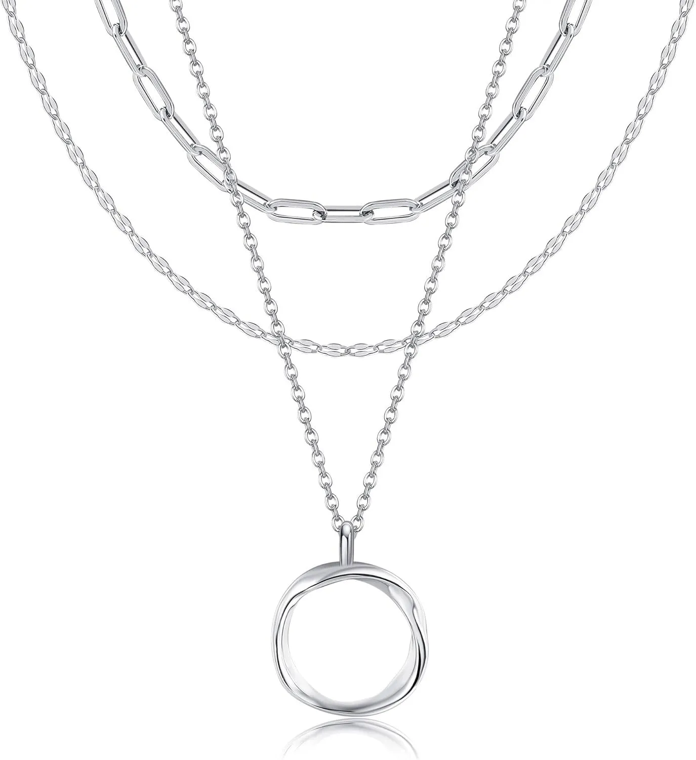 Boho Layered Necklace Sterling Silver Triple 3 Stacked Vertical Bar Triangle Long Layering Necklaces Christmas Jewelry Gifts for Women