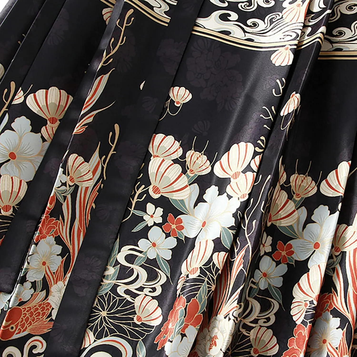 Boho Long Skirts for Women Summer Chiffon Floral Maxi Skirt Flowy High Waist A Line Pleated Skirts Cute Bohemian Beach Dress
