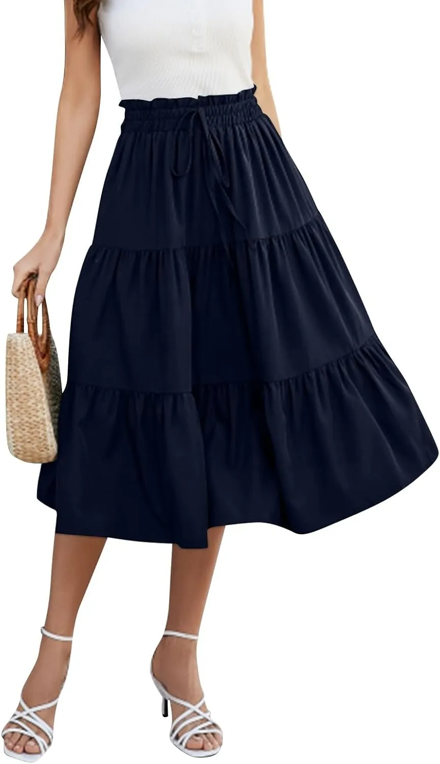 Boho Skirts for Women Midi Length Maxi Spring Flowy Boho Comfy Tiered Western Maxi Skirt Boho