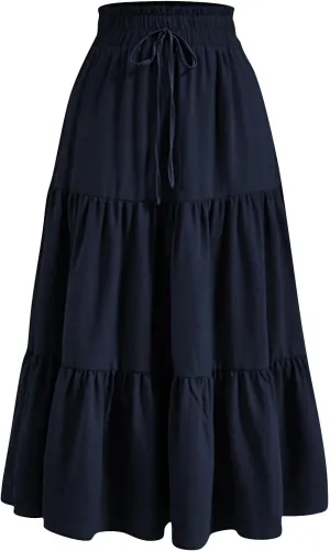 Boho Skirts for Women Midi Length Maxi Spring Flowy Boho Comfy Tiered Western Maxi Skirt Boho