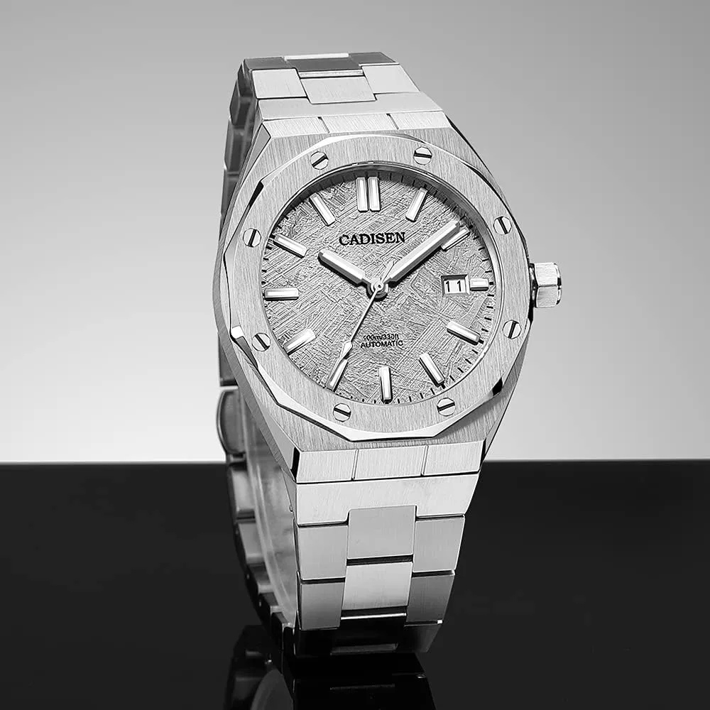 CADISEN Men's Automatic Mechanical Watches Full Stainless Steel Synthetic Sapphire 100m Waterproof Casual Business Sports Wrist Watch