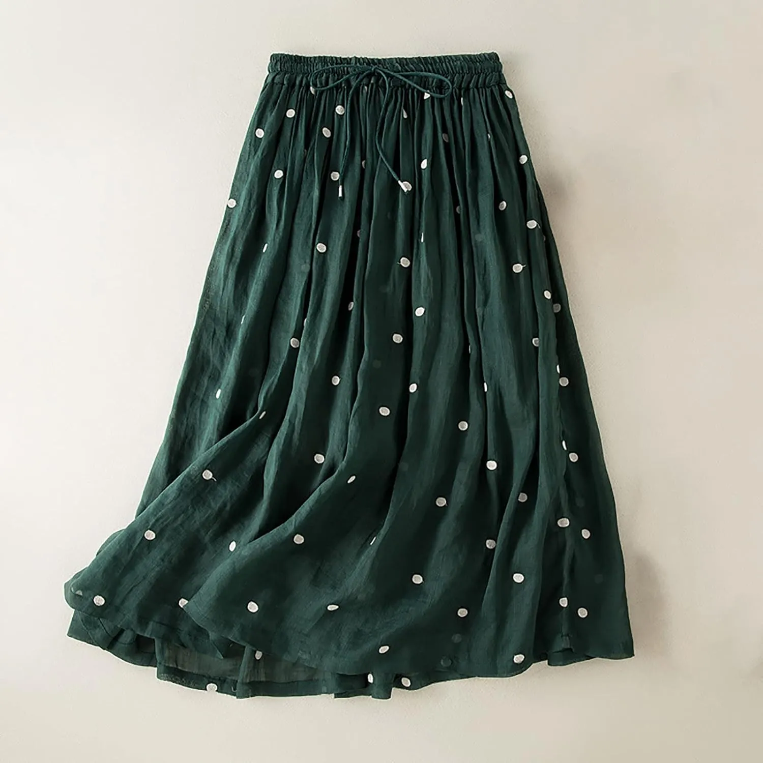Casual Cotton Linen Skirts for Women Elastic High Waisted A Line Stretch Skirt Plus Size Summer Beach Vacation Dress