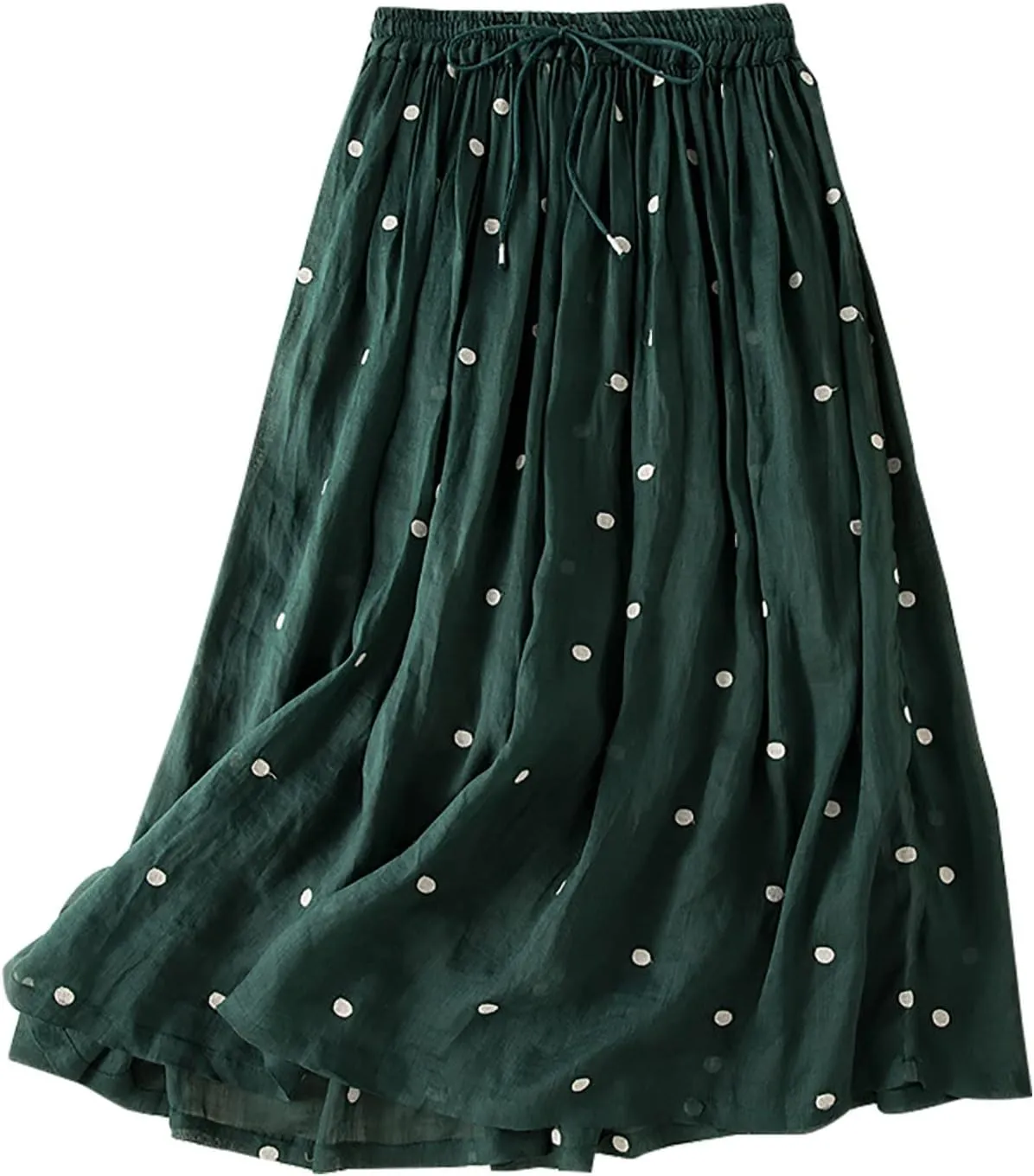 Casual Cotton Linen Skirts for Women Elastic High Waisted A Line Stretch Skirt Plus Size Summer Beach Vacation Dress