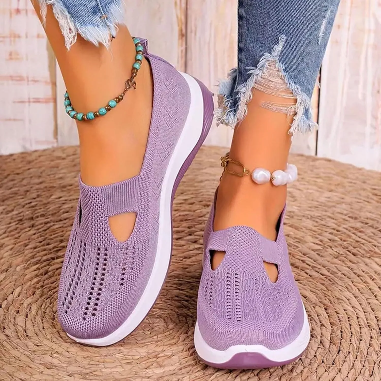 Cathalem Orthopedic Shoes for Women, Women's Woven Orthopedic Breathable Soft Shoes Arch Support Diabetes Foam Shoes