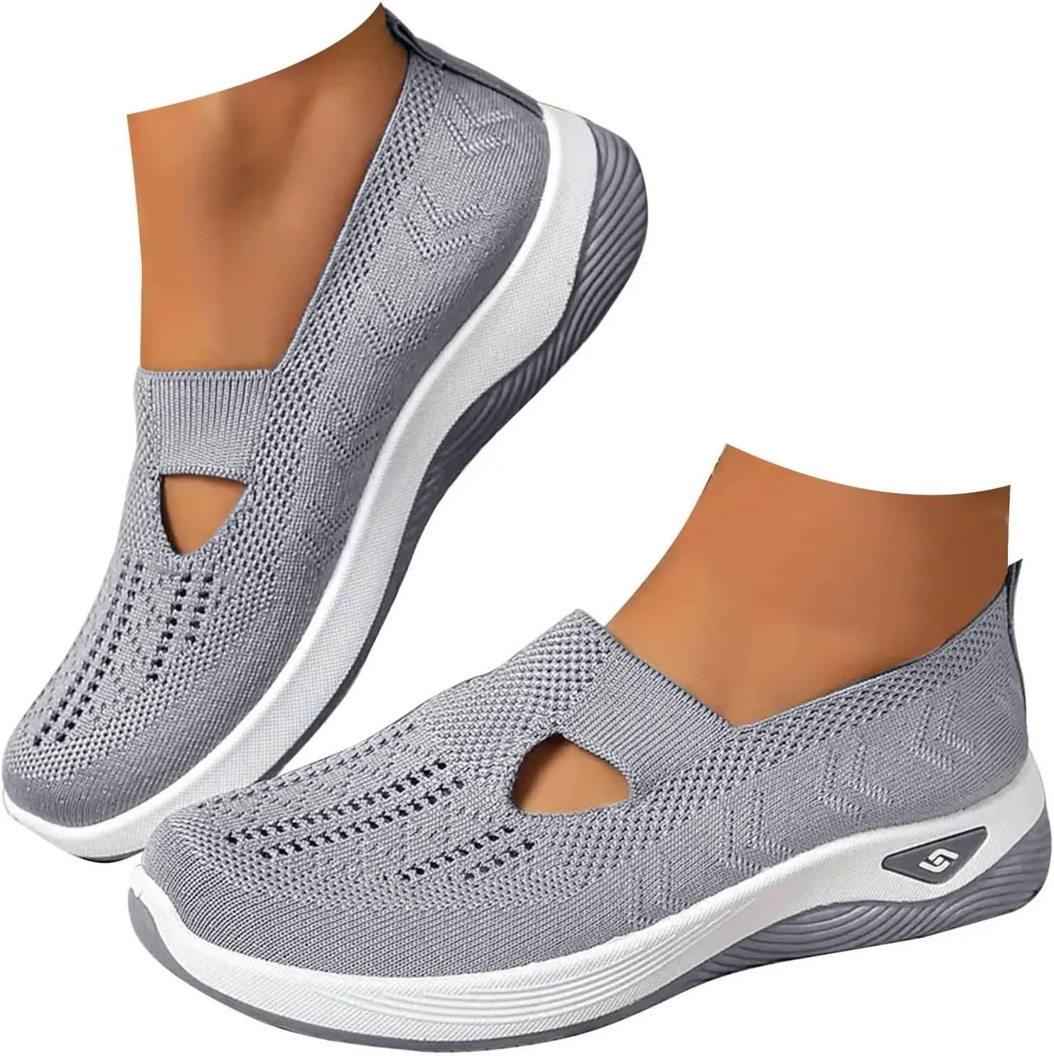 Cathalem Women's Woven Orthopedic Breathable Soft Shoes Arch Support, Diabetes Foam Shoes Walking Anti-Skid Sports Shoes